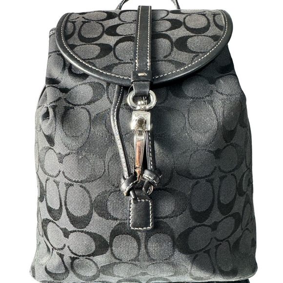 Coach Black Signature Backpack $258 Retail - Picture 1 of 6
